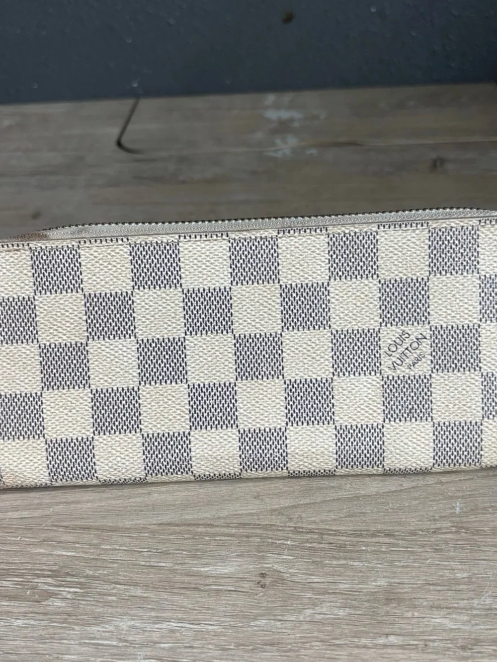 Louis Vuitton Damier Azur Zippy Zip Around Long Wallet White Pink Inner
